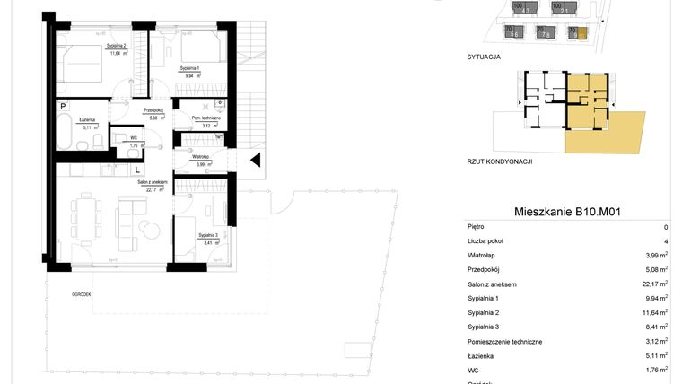 Rzut - Mieszkanie na sprzedaż 4 pokoje o powierzchni 71,23 m² - numer 10.1 w River Park