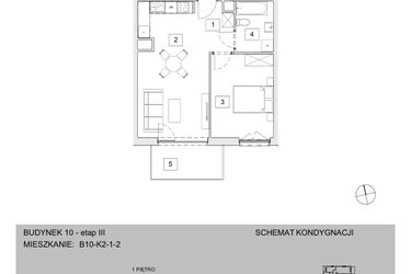 Rzut - Mieszkanie na sprzedaż 2 pokoje o powierzchni 46,12 m² - numer B10-K2-1-2 w Żerniki na Novo III
