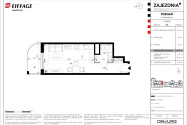 Rzut - Mieszkanie na sprzedaż 1 pokój o powierzchni 29,72 m² - numer A.2.6 w Zajezdnia