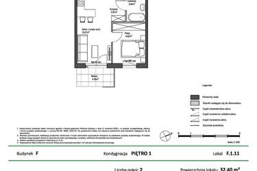 Rzut - Mieszkanie na sprzedaż 2 pokoje o powierzchni 32,4 m² - numer F.1.11 w Nowy Świat Ostoja etap II - EFG