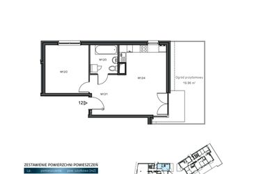 Rzut - Mieszkanie na sprzedaż 2 pokoje o powierzchni 46,73 m² - numer 12 w Wzgórze Krzemionki II
