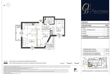 Rzut - Mieszkanie na sprzedaż 4 pokoje o powierzchni 60,19 m² - numer M.05 w Ożarowska 35
