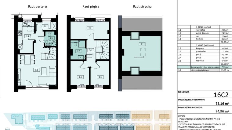 Rzut - Mieszkanie na sprzedaż 4 pokoje o powierzchni 72,16 m² - numer 16.C2 w Osiedle Primo