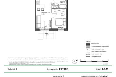 Rzut - Mieszkanie na sprzedaż 2 pokoje o powierzchni 31,91 m² - numer E.3.29 w Nowy Świat Ostoja etap II - EFG