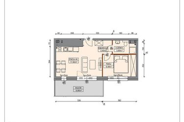 Rzut - Mieszkanie na sprzedaż 2 pokoje o powierzchni 34,2 m² - numer B4.0.4.2A w Stegna Park II