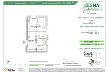 Rzut - Lokal użytkowy na sprzedaż 1 pokój o powierzchni 25,58 m² - numer LU.C.7.1 w Leśna Sonata
