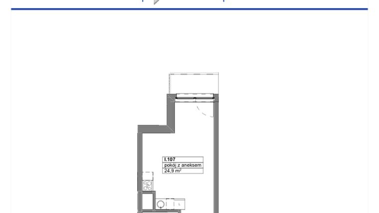 Rzut - Mieszkanie na sprzedaż 1 pokój o powierzchni 29,9 m² - numer 107 w Reda City etap III