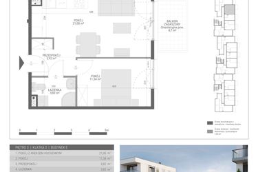 Rzut - Mieszkanie na sprzedaż 2 pokoje o powierzchni 40,09 m² - numer 57 w Monsa bud. E