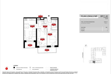 Rzut - Mieszkanie na sprzedaż 3 pokoje o powierzchni 55,47 m² - numer BR11/40 w Browary Wrocławskie 2