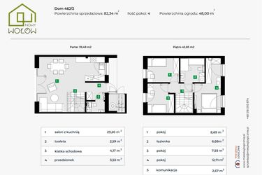 Rzut - Dom na sprzedaż 4 pokoje o powierzchni 73,6 m² - numer 46J/2 w Nowy Wołów etap II