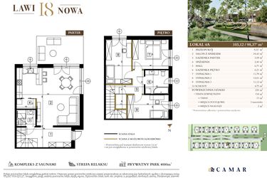 Rzut - Mieszkanie na sprzedaż 4 pokoje o powierzchni 98,37 m² - numer 4A w Lawinowa 18