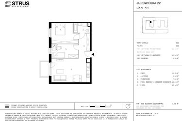 Rzut - Mieszkanie na sprzedaż 3 pokoje o powierzchni 59,54 m² - numer 3.A35-311 w Jurowiecka 22