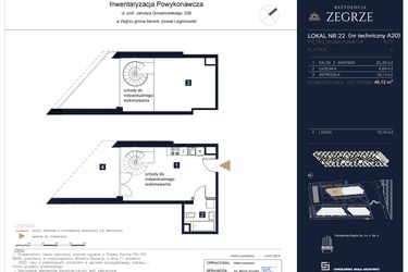 Rzut - Mieszkanie na sprzedaż 1 pokój o powierzchni 46,12 m² - numer A20 w Rezydencja Zegrze etap II