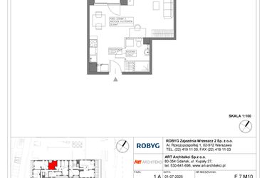 Rzut - Mieszkanie na sprzedaż 1 pokój o powierzchni 33,52 m² - numer E.7M10 w Nowa Wałowa bud. E