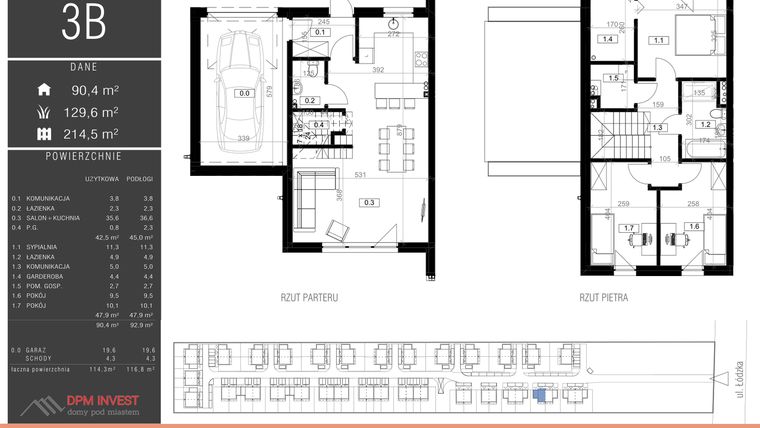 Rzut - Dom na sprzedaż 4 pokoje o powierzchni 114,3 m² - numer 3B w Family Park Ksawerów IV