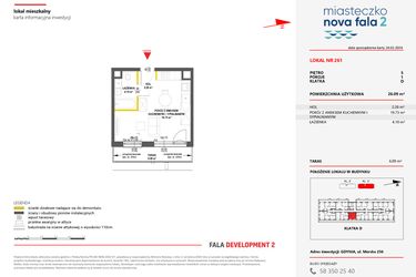 Rzut - Mieszkanie na sprzedaż 1 pokój o powierzchni 26,09 m² - numer 261 w Miasteczko Nova Fala 2
