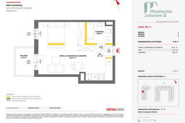 Rzut - Mieszkanie na sprzedaż 1 pokój o powierzchni 36,28 m² - numer 11 w Miasteczko Julianów etap 2