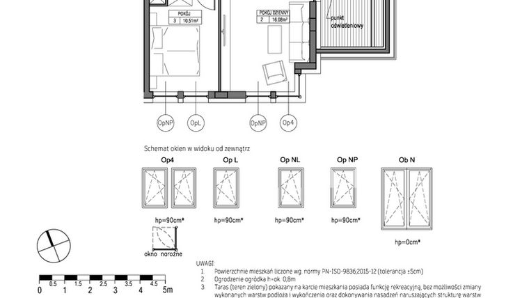 Rzut - Mieszkanie na sprzedaż 2 pokoje o powierzchni 44,99 m² - numer G.1.1.7 w City Park bud. G i H