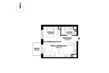 Rzut - Mieszkanie na sprzedaż 2 pokoje o powierzchni 35,22 m² - numer A30 w FUTURO