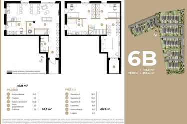 Rzut - Dom na sprzedaż 4 pokoje o powierzchni 118,8 m² - numer 6B w Kasprowicza 4