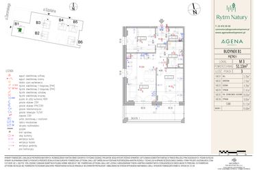 Rzut - Mieszkanie na sprzedaż 3 pokoje o powierzchni 51,13 m² - numer B1M3 w Rytm Natury