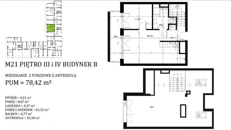 Rzut - Mieszkanie na sprzedaż 4 pokoje o powierzchni 78,42 m² - numer B.21 w Praska Park