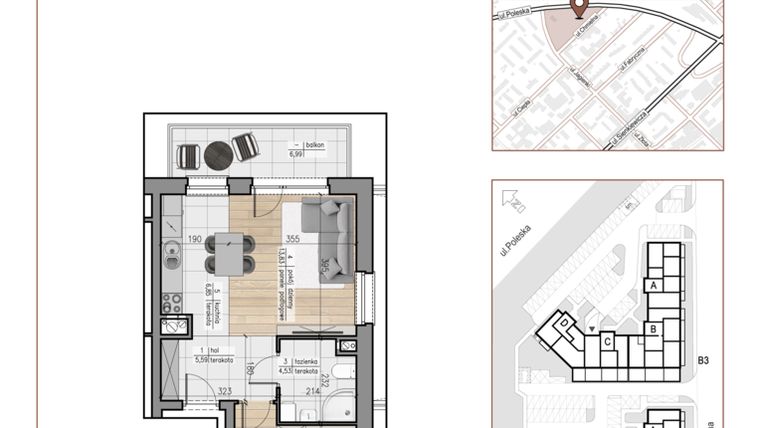 Rzut - Mieszkanie na sprzedaż 2 pokoje o powierzchni 40,82 m² - numer 59 w Urok Jagienki