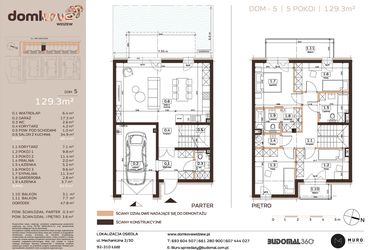 Rzut - Dom na sprzedaż 5 pokoi o powierzchni 129,3 m² - numer 5 w Domkove Widzew etap 2