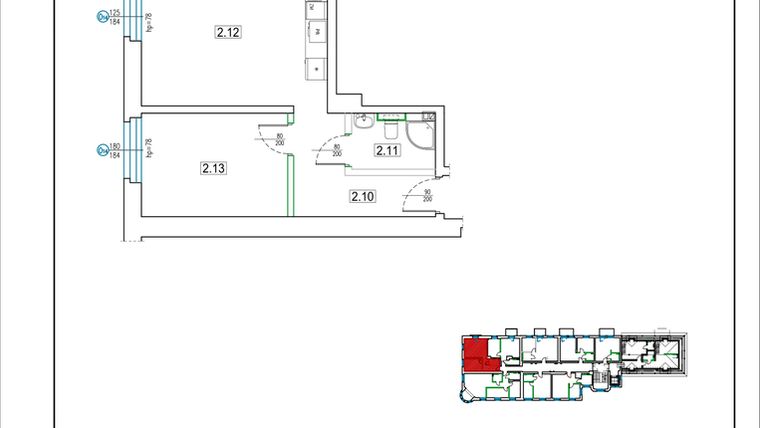 Rzut - Mieszkanie na sprzedaż 2 pokoje o powierzchni 44,79 m² - numer 17 w Kamienica 62