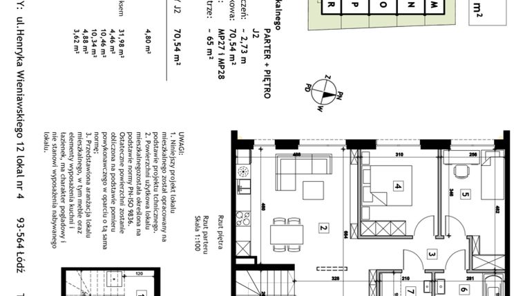 Rzut - Mieszkanie na sprzedaż 3 pokoje o powierzchni 70,54 m² - numer J2 w Złotno Residence
