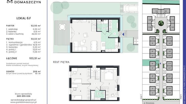 Rzut - Dom na sprzedaż 5 pokoi o powierzchni 103,51 m² - numer 6F w Park Domaszczyn 2 - etap 5