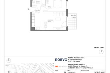 Rzut - Mieszkanie na sprzedaż 1 pokój o powierzchni 39,99 m² - numer 3.10.1M01 w Szumilas etap III