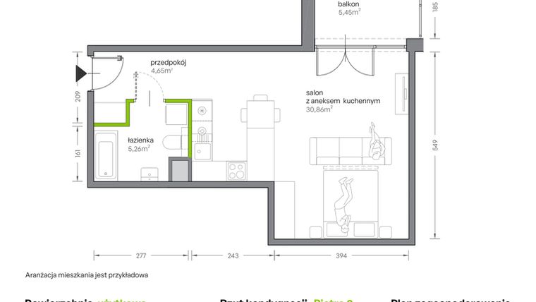 Rzut - Mieszkanie na sprzedaż 1 pokój o powierzchni 40,77 m² - numer A.024 w Żabiniec Vita