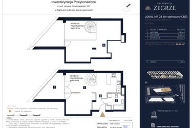 Rzut - Mieszkanie na sprzedaż 3 pokoje o powierzchni 80,46 m² - numer C89 w Rezydencja Zegrze etap II
