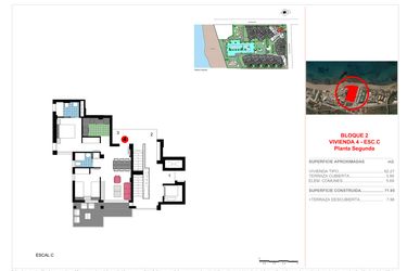 Rzut - Mieszkanie na sprzedaż 2 pokoje o powierzchni 71,95 m² - numer 1-C-4 w Apartamenty w Dénia - 14051638