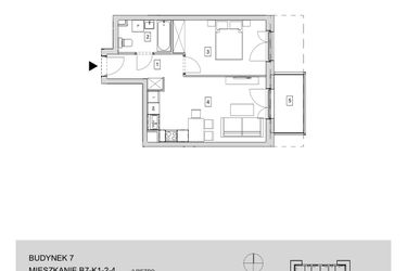 Rzut - Mieszkanie na sprzedaż 2 pokoje o powierzchni 41,88 m² - numer B7-K1-2-4 w ATAL Strachowicka II