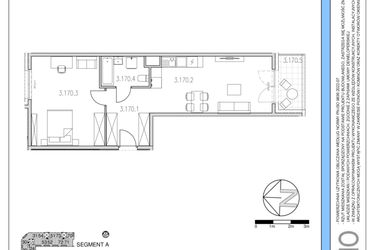 Rzut - Mieszkanie na sprzedaż 2 pokoje o powierzchni 52,96 m² - numer 170 w Osiedle Solne etap II