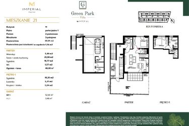 Rzut - Mieszkanie na sprzedaż 4 pokoje o powierzchni 68,91 m² - numer 5/1 w Green Park - apartament wykończony pod klucz