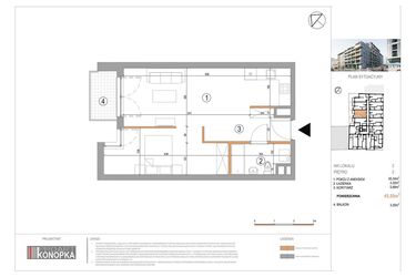 Rzut - Mieszkanie na sprzedaż 1 pokój o powierzchni 45,55 m² - numer A2/2 w 5th Avenue Apartments