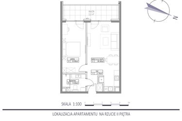 Rzut - Mieszkanie na sprzedaż 2 pokoje o powierzchni 49,8 m² - numer E22 w Apartamenty na Klifie bud. D, E i F