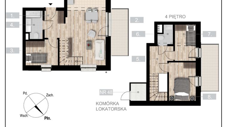 Rzut - Mieszkanie na sprzedaż 4 pokoje o powierzchni 66,11 m² - numer 48 w Villa Symfonia