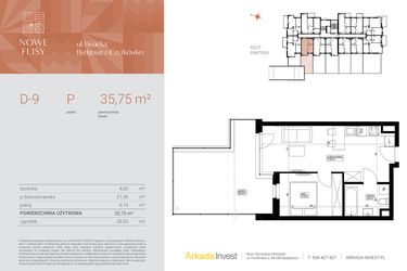 Rzut - Mieszkanie na sprzedaż 2 pokoje o powierzchni 35,75 m² - numer M9_NF.d w Nowe Flisy II