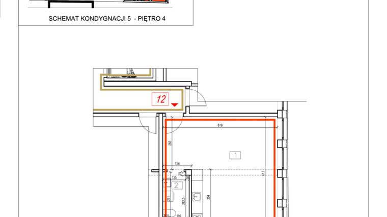 Rzut - Mieszkanie na sprzedaż 1 pokój o powierzchni 38,95 m² - numer 12 w Alchemik74 - lokale użytkowe