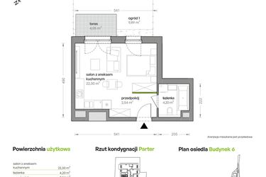 Rzut - Mieszkanie na sprzedaż 1 pokój o powierzchni 29,04 m² - numer B6/A/07 w Ceglana Park