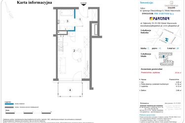 Rzut - Mieszkanie na sprzedaż 1 pokój o powierzchni 26,84 m² - numer 28 w Daszyńskiego Square etap 2