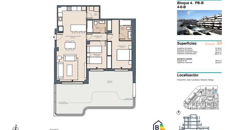 Rzut - Mieszkanie na sprzedaż 2 pokoje o powierzchni 165,01 m² - numer 03SP w South Place Las Mesas