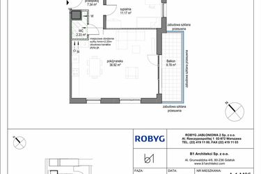 Rzut - Mieszkanie na sprzedaż 3 pokoje o powierzchni 75,48 m² - numer A.1M05 w Kobieli 4