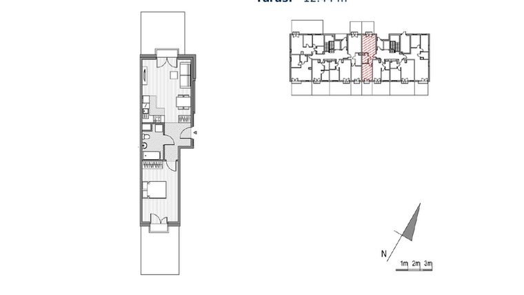 Rzut - Mieszkanie na sprzedaż 2 pokoje o powierzchni 45,31 m² - numer F.4 w Glogera bud. F i G