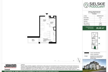 Rzut - Mieszkanie na sprzedaż 1 pokój o powierzchni 28,3 m² - numer C.A8 w Sielskie Podolany II