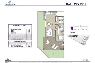 Rzut - Mieszkanie na sprzedaż 2 pokoje o powierzchni 75,87 m² - numer 1 w Eden Beach 2